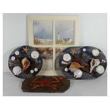 Beach house wall art, including  crab wall