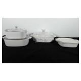 Four corningware dishes