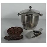 Cast trivet by Hopewell and Lenox ice bucket