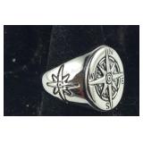Size 8 stainless steel compass ring