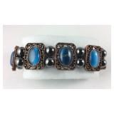 Blue cats eye lab created hematite stretch