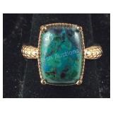 Size 8 chrysocolla ring in bronze