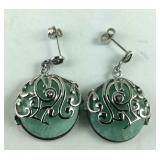 Russian amazonite White Austrian crystal earrings