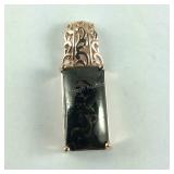 Matrix silver shungite pendant rose gold over