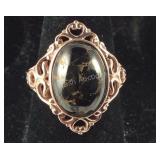 Size 7 silver shungite matrix rose gold over