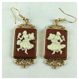 Cameo carved earrings gold plated over stainless