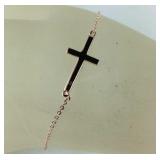 Sterling silver rose gold plate sideways cross