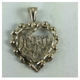 Silver Heart "Mom" Pendant 3.1, grams  Sterling