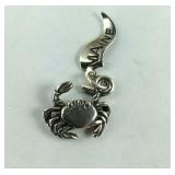 Maine Crab Charm 2.5, grams  Sterling Silver