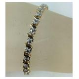 Gold over Silver Tennis Bracelet w/ Gen Sapphire