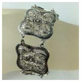 Ornate Silver Bracelet Signed S. Falson 21, grams