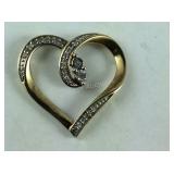 Gold over Silver Genuine Diamond Heart Pendant