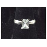 Emerald Cut CZ Engagement Ring Size