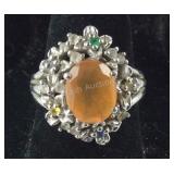 Multi Gemstone Cluster Ring 5.8, grams  Sterling