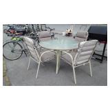 5pc Outdoor Table set, 4ft round glass top Table