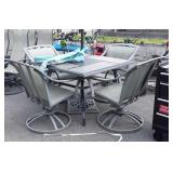6pc Outdoor Table Set. 4 swivel chairs aluminum