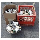 PVC Pipe Fittings, plastic milk crate plus box