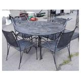 Wrought Iron 5pc Outdoor Table Set, 4 chairs with