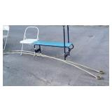 3pc misc. Metal lot, weight bench, Chair no back,