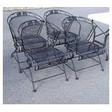 Set of 4 Nice Wrought Iron Chairs, Spring Rocker