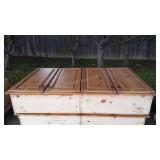 Two pine upper wall unit cabinets, 4 doors each