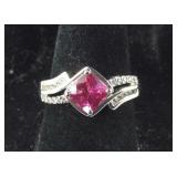 Size 7 Sterling lab created pink and white