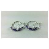 Sterling simulated purple diamond hoop earrings