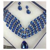 Royal blue chroma and Austrian crystal earrings