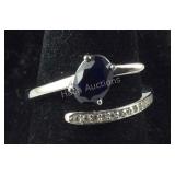 Size 6.75 Sterling lab created blue and white