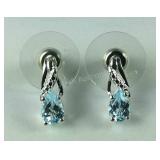 Sterling sky blue topaz 6x4mm pear cut earrings