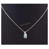 Sterling sky blue topaz 8x6mm pear cut pendant