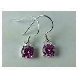 Sterling 3ct simulated pink dragonfly dangle