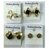 4 Sets Of Gold Tone Fashion  Earrings