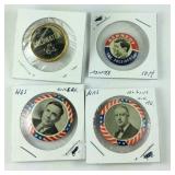 Four political buttons Goldwater 64, Kennedy,