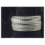 CZ Wide Crossover Ring Signed Kiera 6.6, grams
