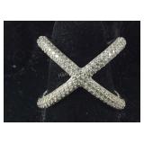 Large CZ Crossover Ring 6, grams  Sterling Silver