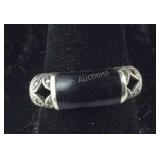 Vintage Black Onyx & Marcasite Ring (Missing 2