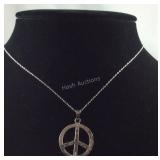 "Peace Joy Hope" Peace Sign Necklace 2.8, grams
