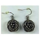 Vintage Flower Fish Hook Earrings 12.4, grams