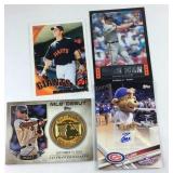 Four sport cards, Buster Posey Debut Medallion,