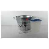 Mixed group, includes galvanized ice bucket,