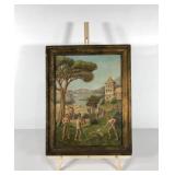 Small painting on board, signed RCV, framed 15x19