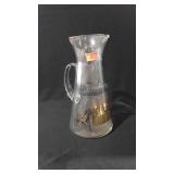 Glass pitcher with trotters racing design, 11"