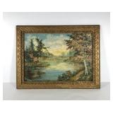 Painting on masonite board, signed Wiediger,