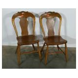 Pair of plank bottom chairs. One is signed by