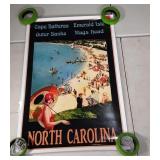 Laminated vintage style poster with advertising