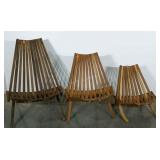 Three folding chairs by Heartwood Furniture with