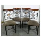 Four dining chairs. Metal frames, upholstered