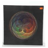 String art piece, multi-color abstract. Measures