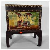 Asian themed storage box with legs. In total,
